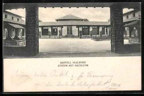 AK Saalburg, Kastell Saalburg, Atrium mit Sacellum
