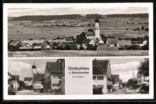AK Breitenbronn / Dinkelscherben, Südansicht, Strassenpartien