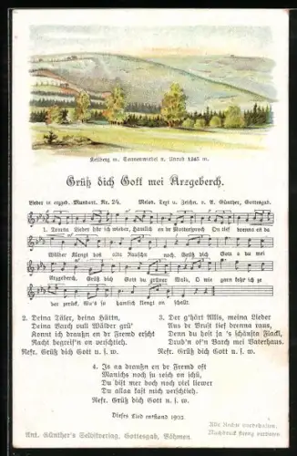Lied-AK Anton Günther NR.24: Gruss dich Gott mei Arzgeberch