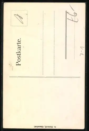 AK Bergarbeiter mit Spitzhacke und Lore nebst einem Huhn mit Küken
