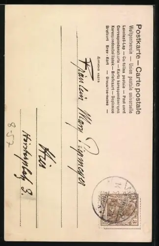 AK Münchner Kindl mit einem Deckelschoppen