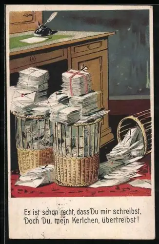 AK Junge Frau erhält von ihrem Mann hunderte Briefe