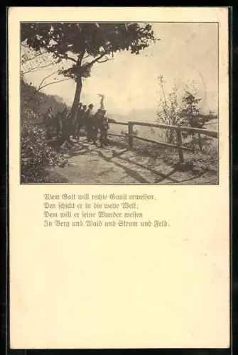 AK Campinggruppe der Wandervogelbewegung bestaunt die Aussicht