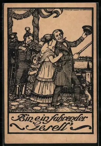 AK Wandervögel mit Violinenbegleitung