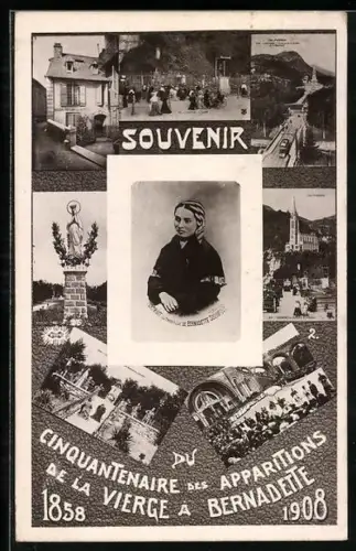 AK 50. Jubiläum der Marienerscheinung von Bernadette 1908
