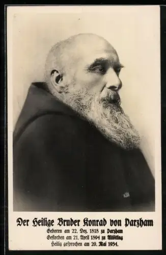 AK Der Heilige Bruder Konrad von Parzham im Halbprofil