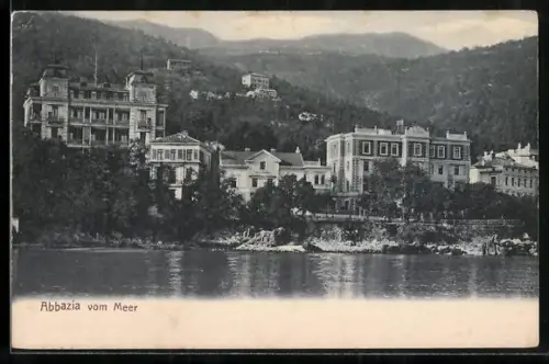AK Abbazia, Blick vom Meer aus
