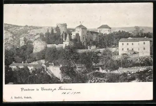 AK Trsat, Panorama mit Burg