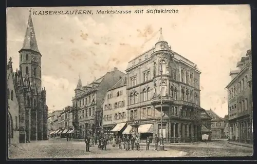 AK Kaiserslautern, Marktstrasse mit Stiftskirche