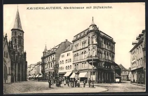 AK Kaiserslautern, Marktstrasse mit Stiftskirche