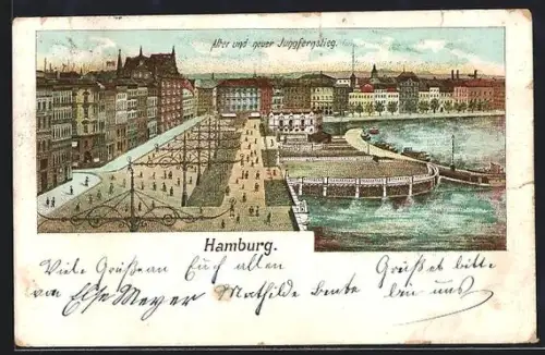 Lithographie Hamburg-Neustadt, Alter und neuer Jungfernstieg