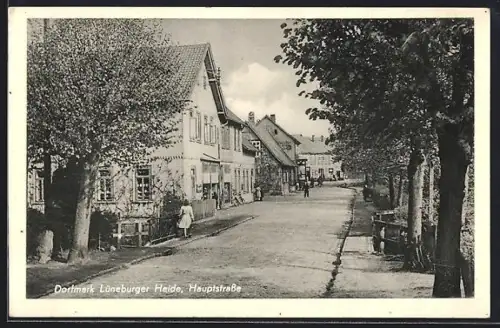 AK Dorfmark /Lüneburger Heide, Hauptstrasse mit Anwohnern