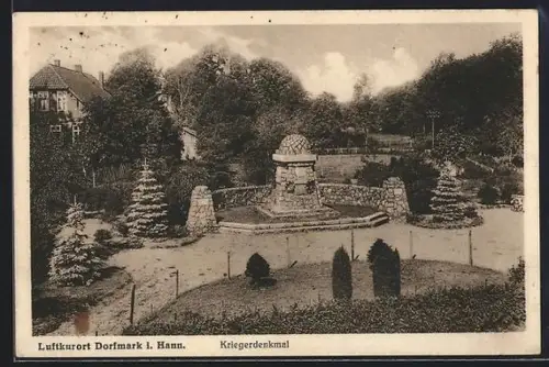 AK Dorfmark i. Hann., Kriegerdenkmal im Park