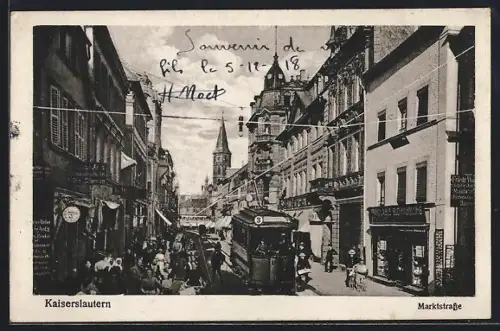 AK Kaiserslautern, Marktstrasse mit Strassenbahn