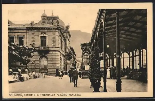 AK Wildbad / Schwarzwald, Strassenpartie bei der Trinkhalle mit König-Karlsbad
