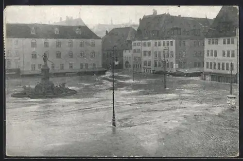 AK Nürnberg, Hochwasser-Katastrophe 1909, Hauptmarkt