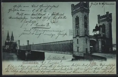 Mondschein-AK Köln, Eisenbahnbrücke