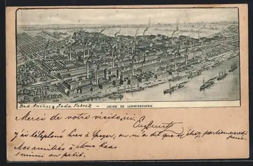Lithographie Ludwigshafen / Rhein, Badische Anilin- & Soda-Fabrik