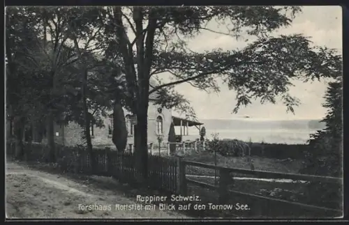 AK Stendenitz, Forsthaus Rottstiel mit Blick auf den Tornow See