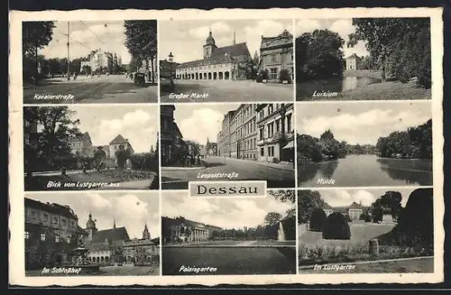 AK Dessau, Grosser Markt, Kavalierstrasse, Im Schlosshof, Luisium