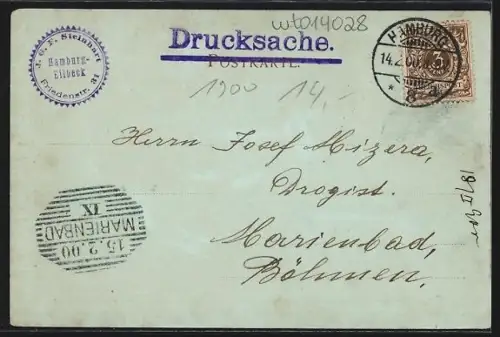 Mondschein-AK Hamburg-St.Pauli, Elbpark mit Kersten-Miles-Brücke und Seewarte