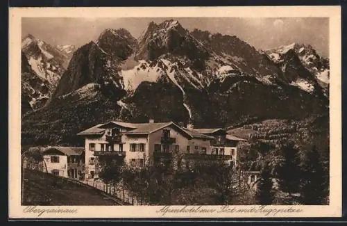 AK Obergrainau, Alpenhotel Haus Ilse mit Zugspitze