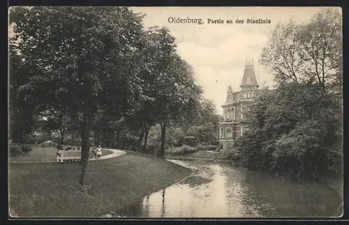 AK Oldenburg / O., Partie an der Stadtlinie