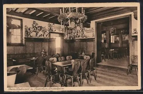 AK Rüdesheim / Rhein, Gasthaus Beim Lindenwirt, Drosselgasse, Restaurant H. Merten, Innenansicht