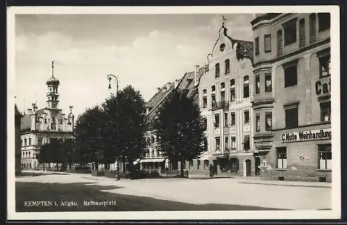 AK Kempten i. Allgäu, Rathausplatz, C. Nolte Weinhandlung