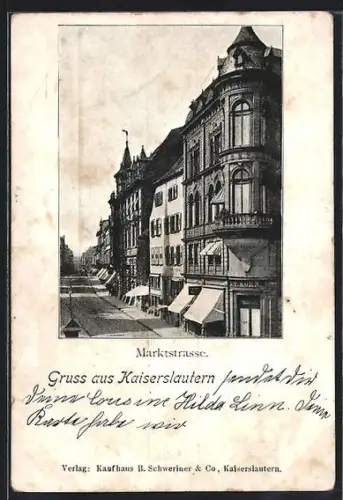 AK Kaiserslautern, Blick in die Marktstrasse mit Geschäften