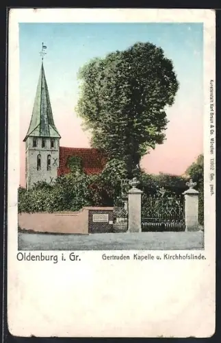AK Oldenburg i. Gr., Gertruden-Kapelle und Kirchhofslinde
