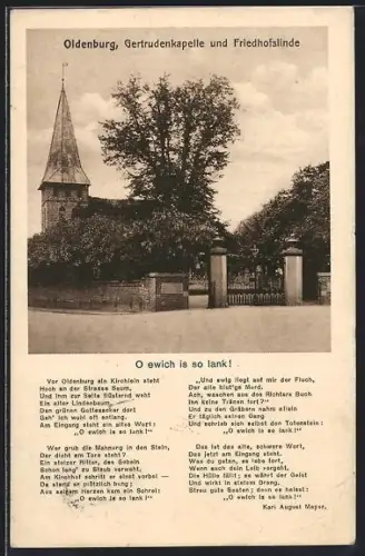 AK Oldenburg / O., Gertrudenkapelle und Friedhofslinde