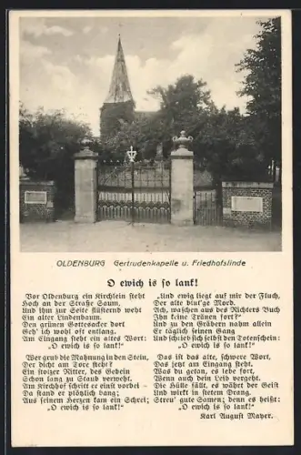 AK Oldenburg / O., Gertrudenkapelle und Friedhofslinde