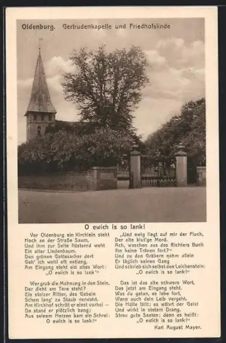 AK Oldenburg / O., Gertrudenkapelle und Friedhofslinde