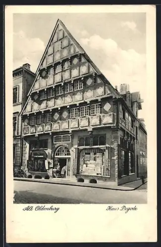 AK Alt-Oldenburg, Haus Degode mit Strassenpartie