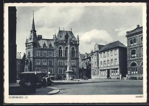 AK Oldenburg / O., Marktplatz mit Rathaus