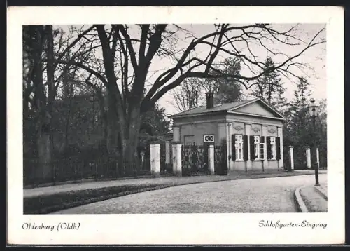 AK Oldenburg / O., Schlossgarten-Eingang