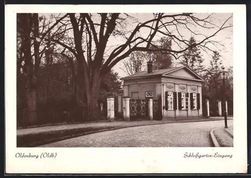 AK Oldenburg /Oldb., Schlossgarten-Eingang