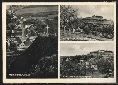 AK Winnweiler / Alsenztal, Donnersberg, Hochsteiner Kreuz, Kreuzkapelle Winnweiler, Krieger-Ehrenmal
