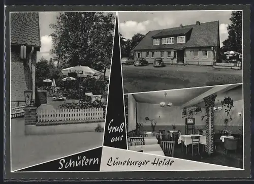 AK Schülern üb. Soltau, Gast- und Pensionshaus Gellersen, Innen- und Aussenansicht