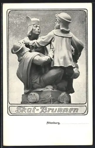 AK Altenburg / Thür., Skat-Brunnen