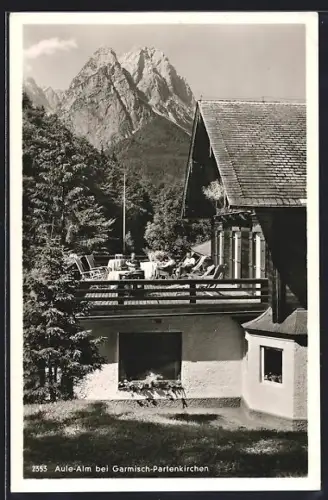AK Garmisch-Partenkirchen, Berggasthaus v. F. Windeisen auf der Aule-Alm