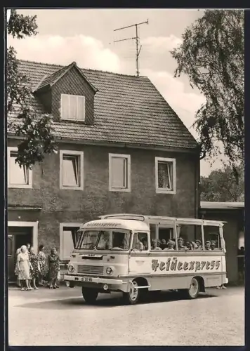 AK Dahlener Heide / Reudnitz, Gasthof Reudnitz mit Bus Robur Heideexpress