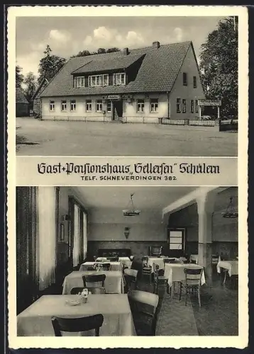 AK Schneverdingen, Gast- und Pensionshaus Gellersen, Innen- und Aussenansicht