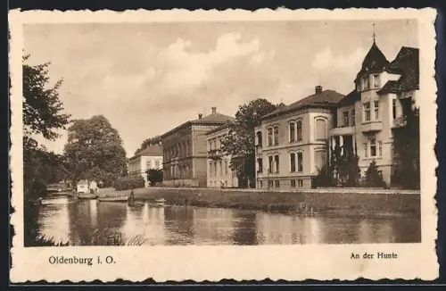 AK Oldenburg i. O., Partie an der Elisabethstrasse, an der Hunte