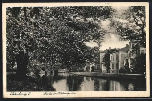 AK Oldenburg-O., Partie an der Elisabethstrasse mit Blick aus dem Schlossgarten