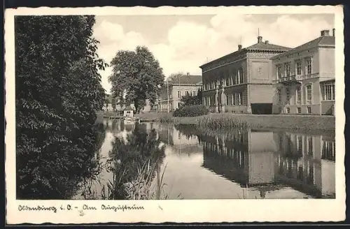 AK Oldenburg / O., Am Augusteum, Gewässer