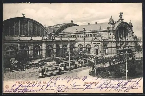 AK Frankfurt a. M., Hauptbahnhof, Strassenbahn