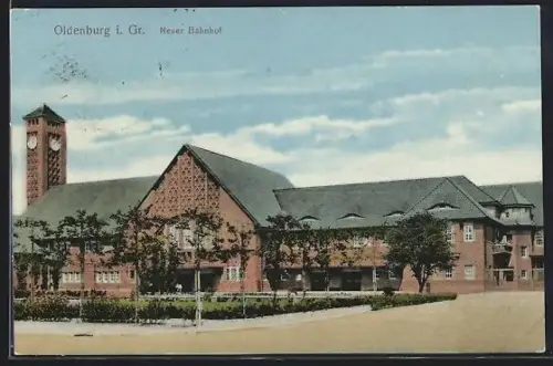 AK Oldenburg i. Gr., Neuer Bahnhof