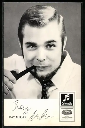 AK Musiker Ray Miller mit Pfeife, Autograph